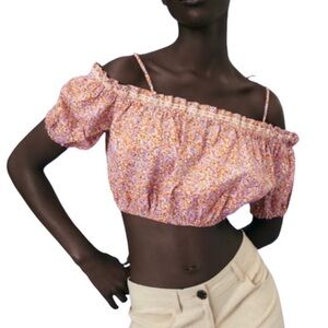 Zara woman’s Floral Off-Shoulder Crop Top